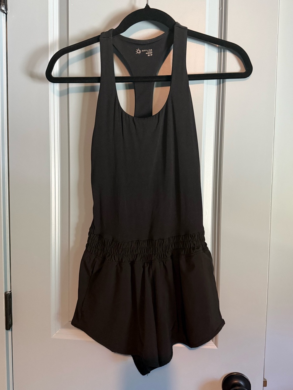 aerie Black Racerback One-Piece Romper